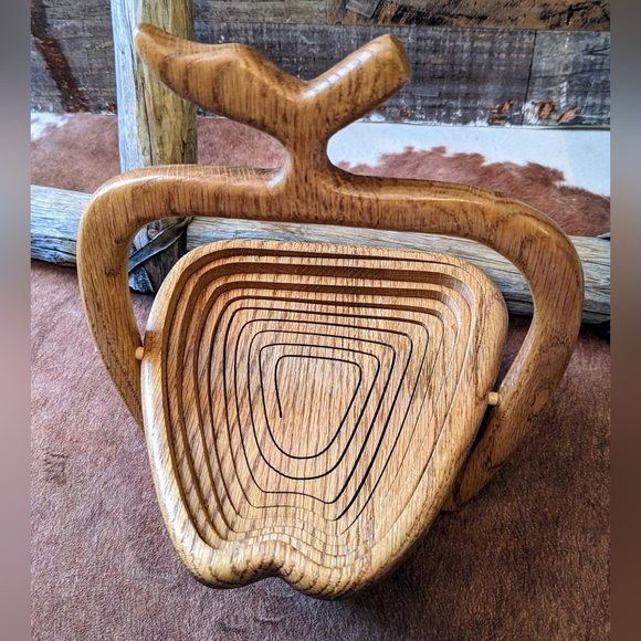 Vintage Wooden Apple Expandable Basket Country Farmhouse Decor - Picture 8 of 10